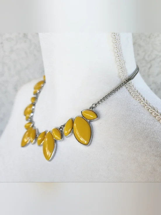 Charming Charlie Yellow Marquise Statement Necklace - Picture 2 of 4